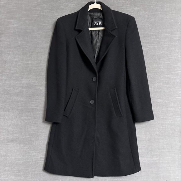 Zara Coat XS Black Classic Fall Winter Classic Jacket Dress Formal Career Day - Picture 1 of 7